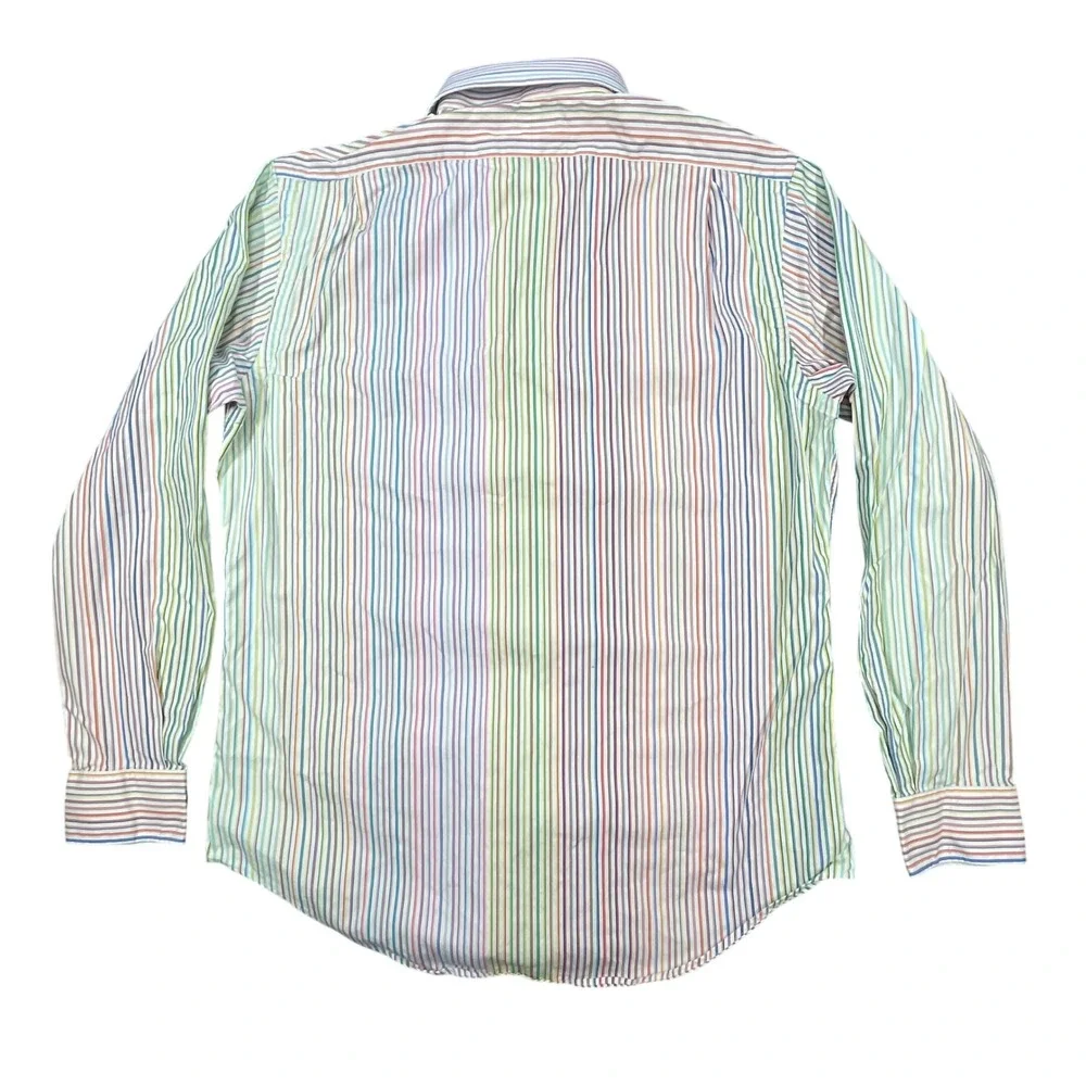 Polo Ralph Lauren Multi Color Striped Regent Custom Fit Shirt Mens 16 34/35